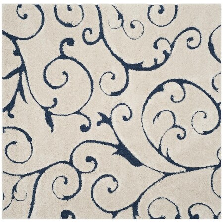 Safavieh 10 x 10 ft. Shag Power Loomed Square Area Rug; Cream & Blue SG455-1165-10SQ